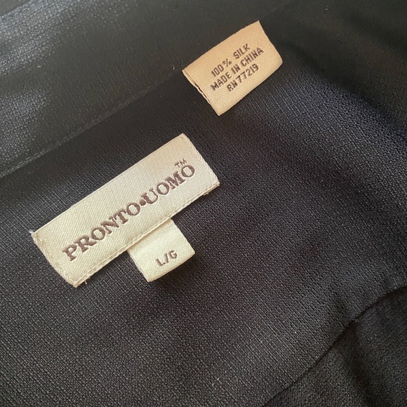 Pronto Uomo Mens Vintage 100% Silk Casual Button Down Shirt Size Large - Picture 4 of 10